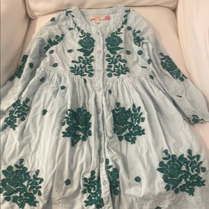 Pink Chicken Teal Embroidered Dress